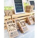 quart size Sustainable Produce Container with custom stamp print holds chestnut mushrooms