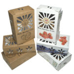 Custom branded packaging using kraft or reversible boxes.